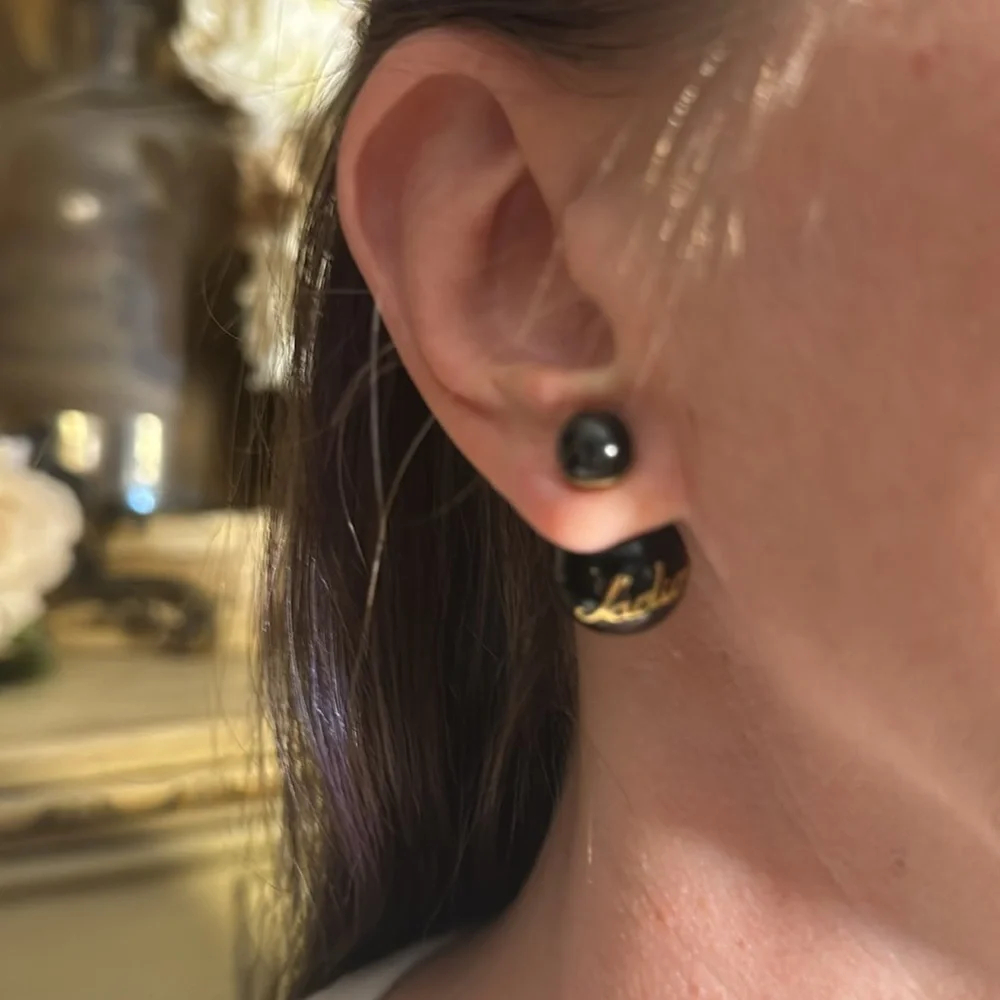 CHRISTIAN DIOR 
Metal J'Adior Mise En Dior Tribal Earrings Black - Picture 15 of 16